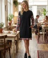 Kadın Bisiklet Yaka Kolları Ve Arkası Ekoseli Diz üstü Elbise