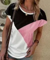 Kadın Bisiklet Yaka üç Renk Viskon T-shirt
