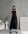 Kadın  Boğaz Kolsuz Maxi Boy Kalem Elbise