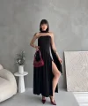 Kadın  Boğaz Kolsuz Maxi Boy Kalem Elbise