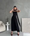 Kadın  Boğaz Kolsuz Maxi Boy Kalem Elbise