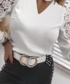 Kadın Boyundan Bağlamalı V Yaka Kolları Dantel Detay Fırsat ürünbluz