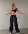 Kadın Cepli Paraşut Pantalon - Siyah