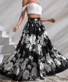 Kadın çiçek Baskılı Maxi Boy üprem Etek