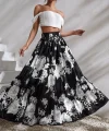 Kadın çiçek Baskılı Maxi Boy üprem Etek