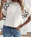Kadın çiçek Detaylı Triko Bluz
