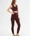 Kadın Crop Tayt İkili Spor Takımı - Bordo