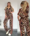 Kadın Dalgıç Kumaş Dijital Leopar Baskılı şerit Detaylı Takım