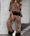 Kadın Dalgıç Kumaş Leopar Desenli Fermuar Detaylı Ikili Tamım