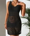 Kadın Delikli örgü Detay Mini Triko Pareo Elbise
