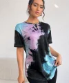 Kadın Dijital Baskılı Bisiklet Yaka Süprem Kumaş Tişört