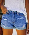 Kadın Double Paça Yırtık Kot şort