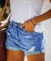 Kadın Double Paça Yırtık Kot şort