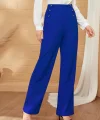 Kadın Düğme Detay Bol Paça Ithal Krep Pantolon