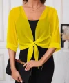 Kadın Fakir Kollu önden Bağlamalı Kısa şifon Bolero Ceket