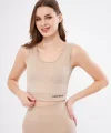 Kadın Fitilli Baskılı Crop - Bej