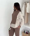 Kadın Gömlek Detay çizgili Yandan Bağlamalı Ikili Takım