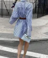 Kadın Gömlek -elbise çizgili Desen