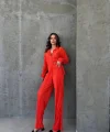 Kadın Gömlek Ve Pantolon Takım - Kırmızı