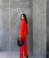 Kadın Gömlek Ve Pantolon Takım - Kırmızı