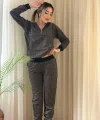 Kadın Iki Iplik Kumaş Fermuar Detay Kapüşonlu Ikili Takım