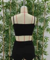 Kadın Ip Askılı Crop Bluz Ve Yanlardan Büzgülü Ikili Kaşkorse Short Takım