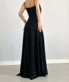 Kadın Ip Askılı Kruvaze Yaka Maxi Boy Abiye Elbise