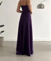 Kadın Ip Askılı Kruvaze Yaka Maxi Boy Abiye Elbise