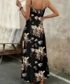 Kadın Ip Askılı V Yakalı çiçek Desenli Süprem Elbise
