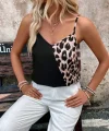 Kadın Ip Askılı V Yakalı Leopar Desenli Viskon Bluz