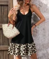 Kadın Ip Askılı Yuvarlak Yakalı Leopar Detaylı Elbise