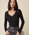 Kadın iyah V Yaka Uzun Kollu Bluz