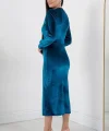 Kadın Kadife Kumaş anşetli V Yaka Şık Kalem Elbise