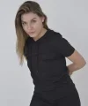Kadın Kapşonlu Slim Fit T-shirt - Siyah