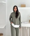 Kadın Kapşunlu Ve Atlet Detaylı Tunik Yüksek Bel Pantolunlu ıkılı Takım