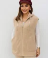Kadın Kapüşon Ve Fermuar Detay Welsoft Kolsuz Yelek