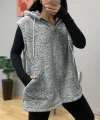 Kadın Kapüşon Ve Fermuar Detay Welsoft Kolsuz Yelek