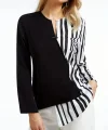 Kadın Keten Kumaş çizgi Desenli Uzun Kollu Bluz