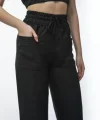 Kadin Keten Pantalon Ve Crop Takım  iyah