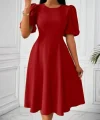 Kadın Kısa Balon Kollu Bisiklet Yaka Kiloş Janjan Krep Elbise
