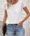 Kadın Kısa Dantel Kollu Bisiklet Yaka Sandy Bluz