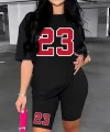 Kadın Kısa Kollu 23 Baskı Detay Viskon Iki Iplik şortlu Bluz Takım