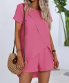 Kadın Kısa Kollu Asimetrik Kesim Bürümcük Bluz Ve şort Ikili Takım