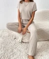Kadın Kısa Kollu Beli Lastikli Kalın Fitilli Kaşkorse Salaş Tulum
