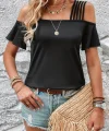 Kadın Kısa Kollu Beş Askılı Viskon Bluz