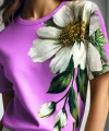 Kadın Kısa Kollu Bisiklet Yaka çiçek Baskılı Süprem Bluz