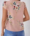 Kadın Kısa Kollu Bisiklet Yaka çiçek Baskılı Süprem Bluz