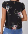 Kadın Kısa Kollu Bisiklet Yaka çiçek Baskılı Süprem Bluz