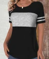 Kadın Kısa Kollu Bisiklet Yaka çift Renkli Viskon Bluz