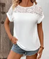 Kadın Kısa Kollu Bisiklet Yaka Dantel Detaylı Viskon Bluz